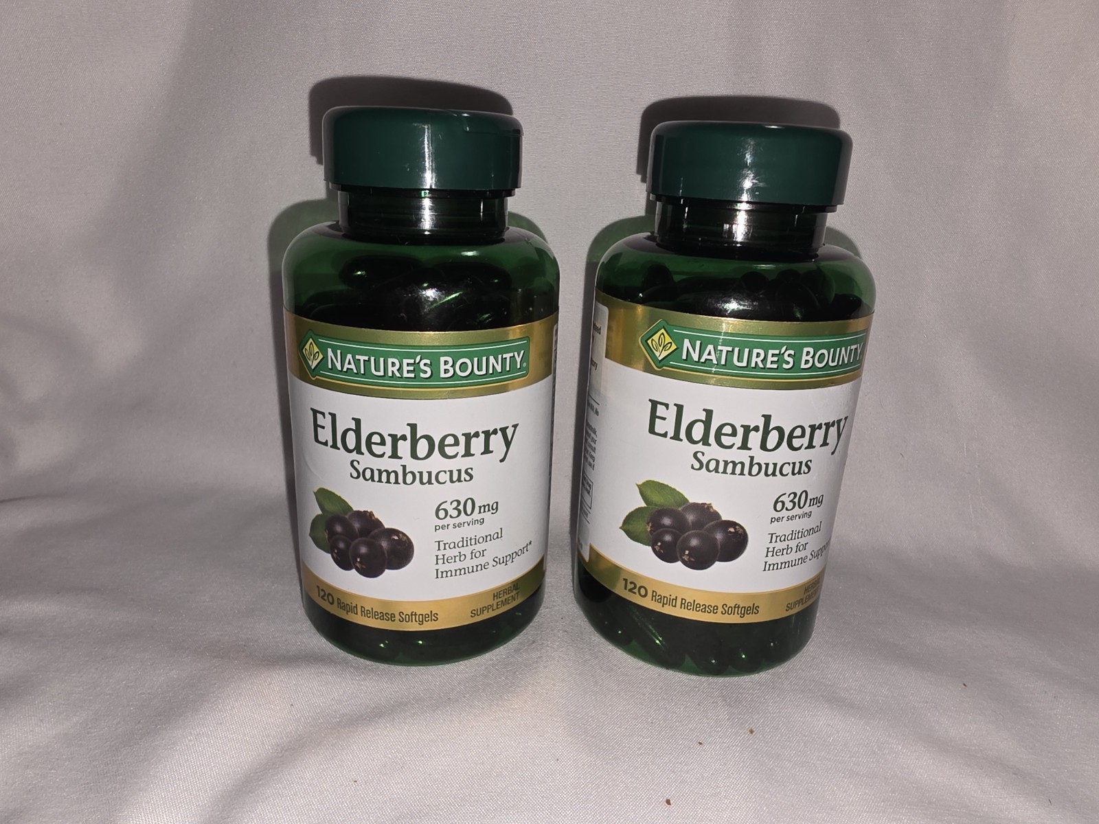2 Nature’s Bounty Sambucus Elderberry, Rapid Release Softgels 120ct- 09/26