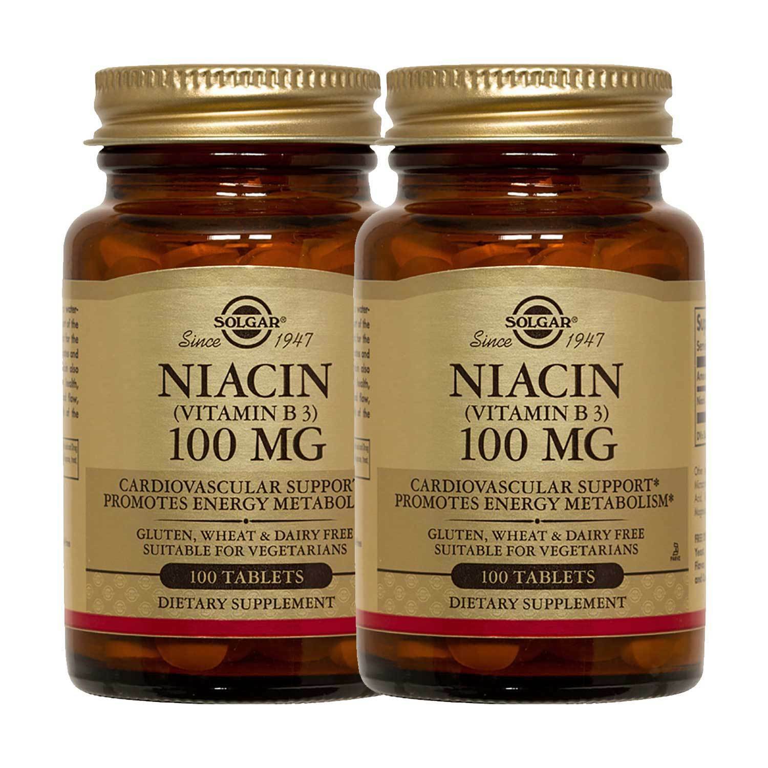 2x Solgar Niacin Vitamin B3 100 mg Tablets 100