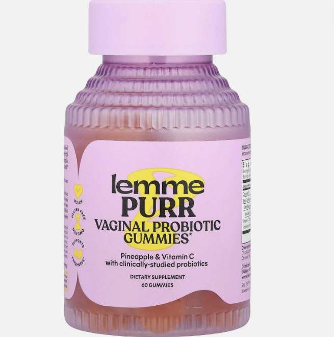 Lemme Purr Vaginal Probiotic Gummies 60 Count Pineapple Vitamin C