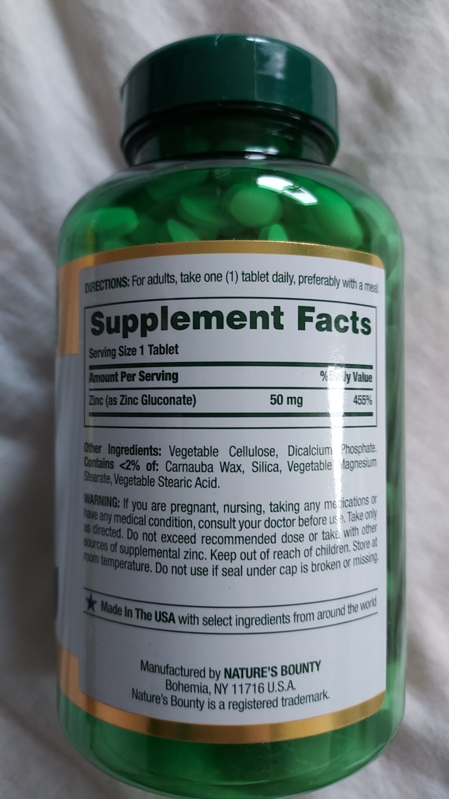 Nature’s Bounty Zinc 50 mg Immune Health 400 Tablets