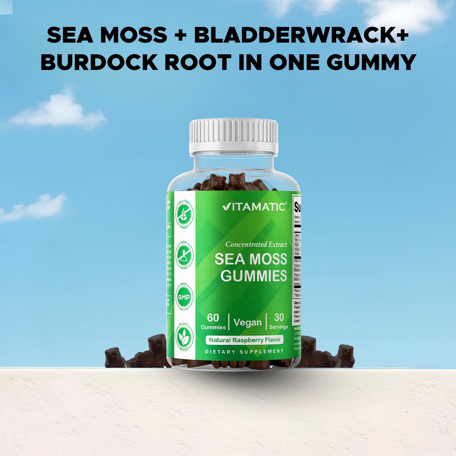 Irish Sea Moss Gummies with Bladderwrack & Burdock Root – Botanical Extract Supp