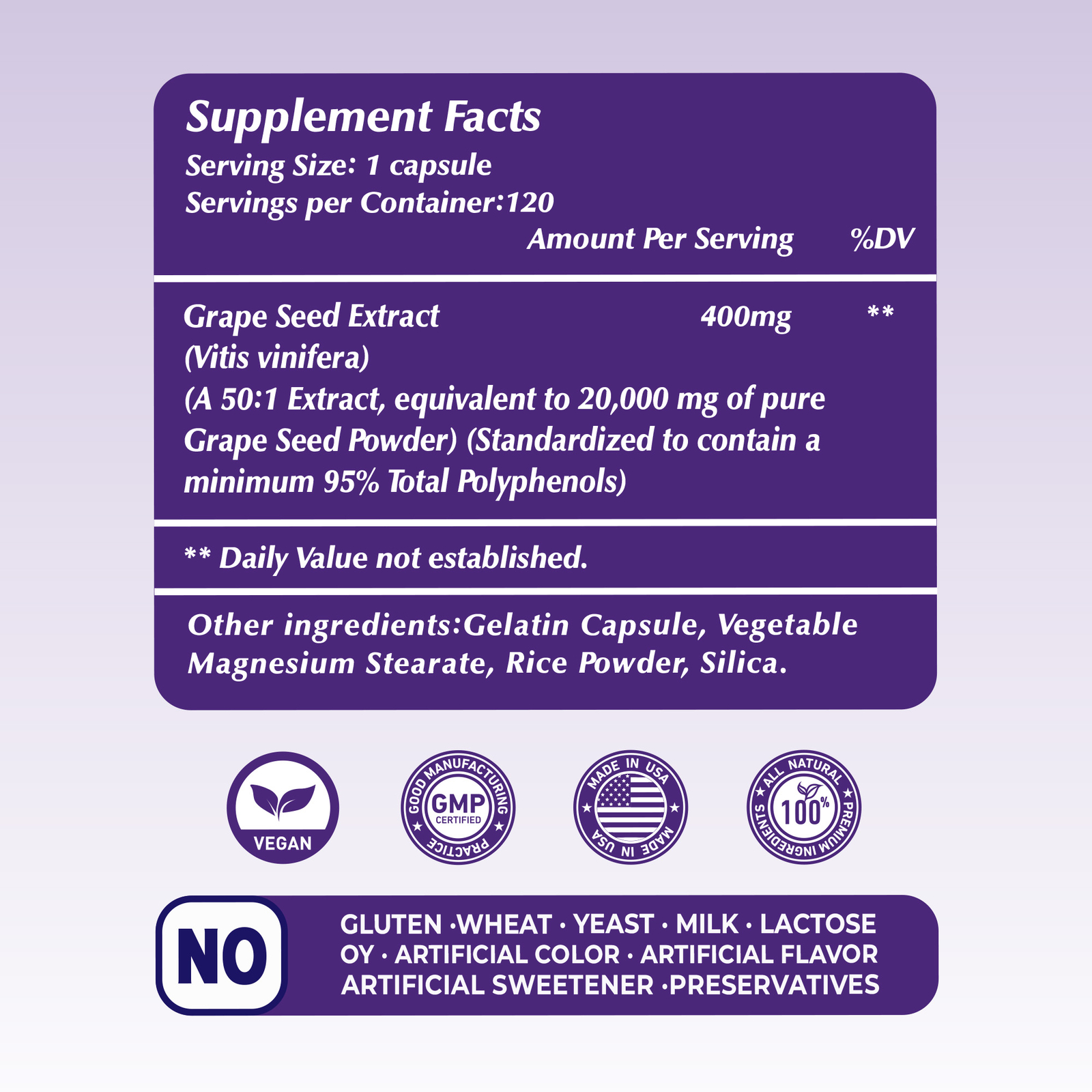 Grape Seed Extract-Max Strength 95% Polyphenols Antioxidant,Powerful Antioxidant