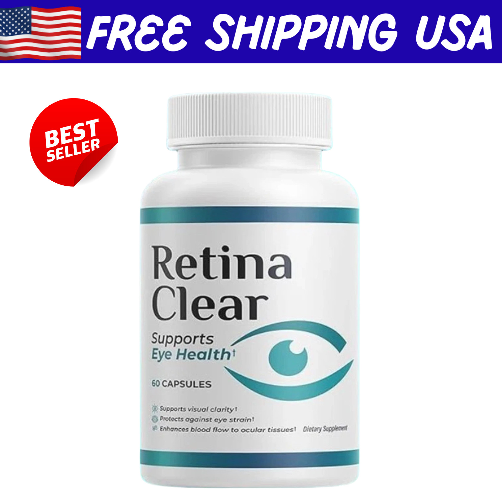 Clear Retina Capsules, RetinaClear Eye Health Support Supplement (60 Capsules)