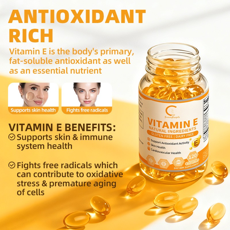 Natural Vitamin E 1000 IU d-Alpha Tocopherol Antioxidant 120 Softgels – Non-GMO