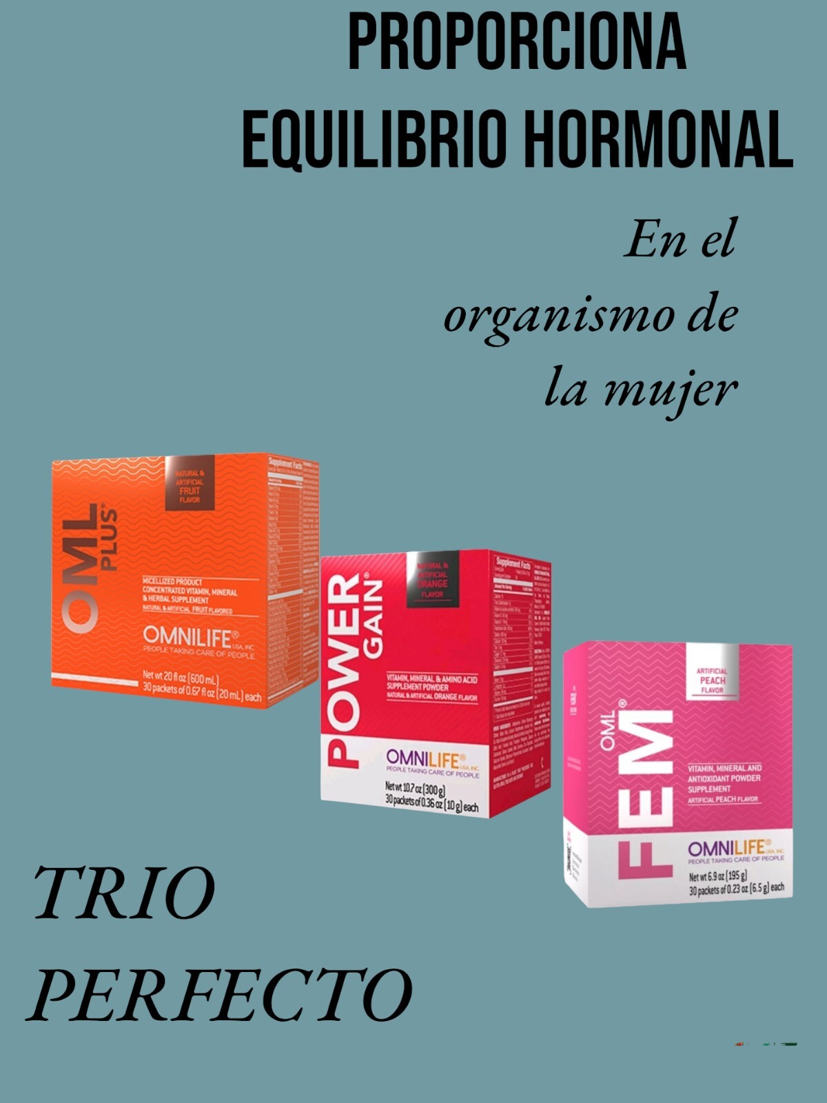 OML Plus, OML Fem And Power Gain 30 Sachets Each Box , Equilibrio Hormonal