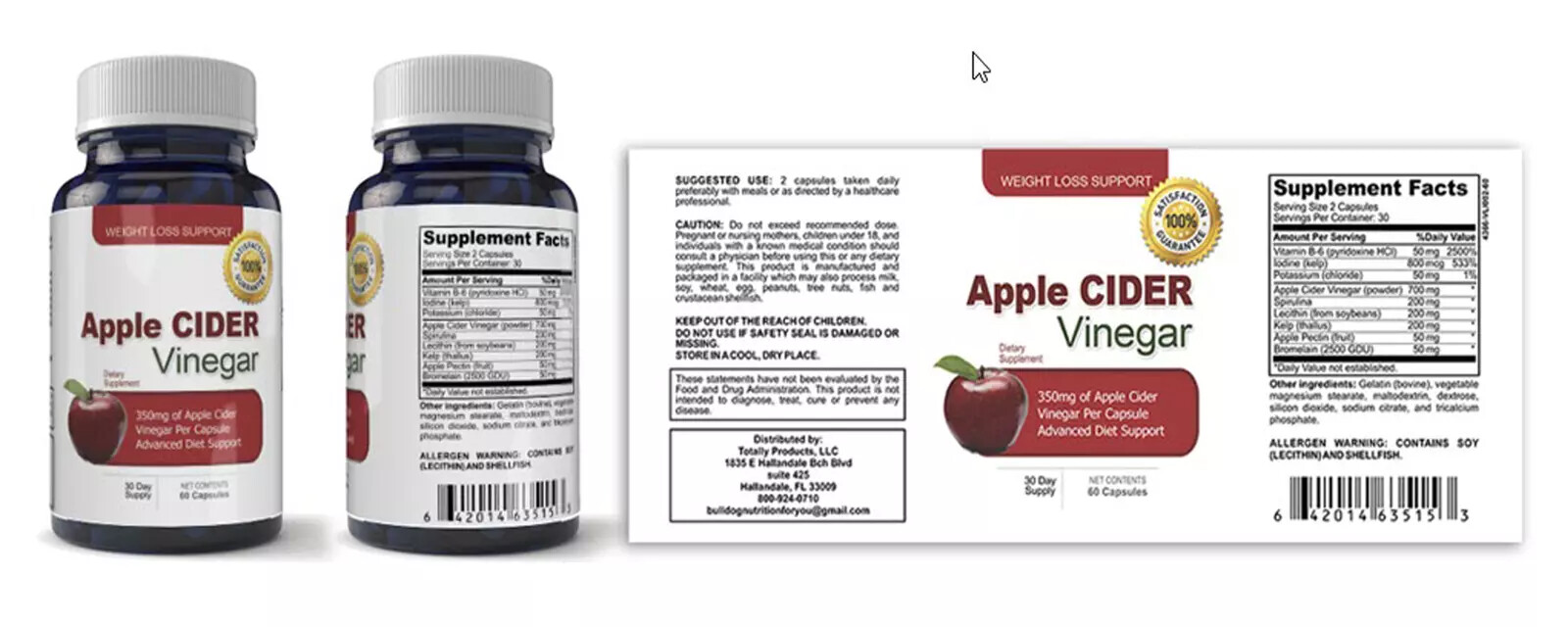 Cardiovascular Support Supplement Apple Cider Vinegar Weight Management 60 Caps
