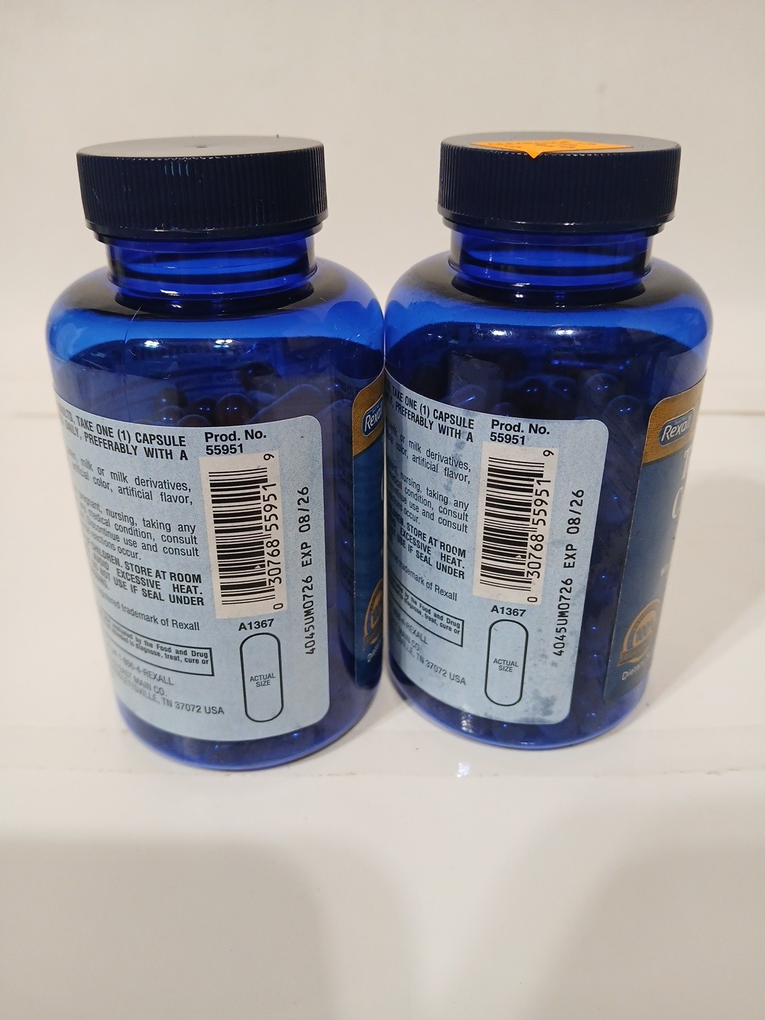 2 Rexall Naturalist Turmeric Curcumin 500mg 120 Capsules Exp 08/26-8/27