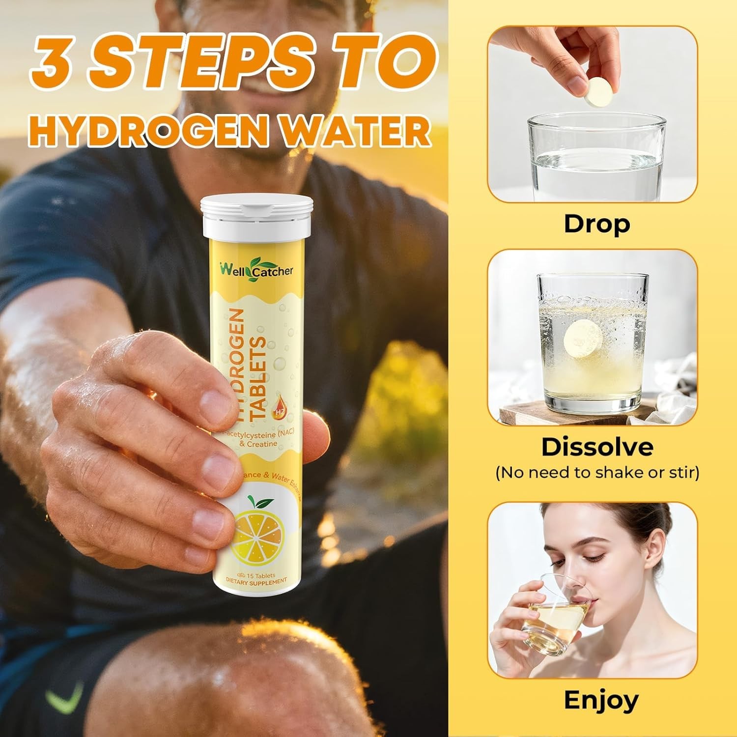 Hydrogen Tablets for Drinking Water: Molecular Hydrogen Tabs 12.4PPM with Magnes