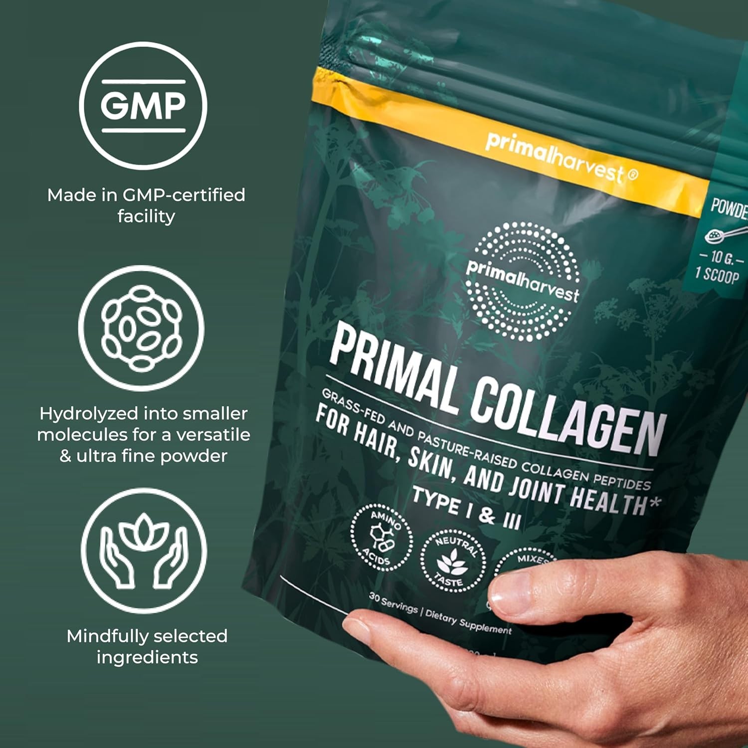 Primal Harvest Collagen Powder for Women or Men, For Hair, Skin, 10 Oz Exp 2027