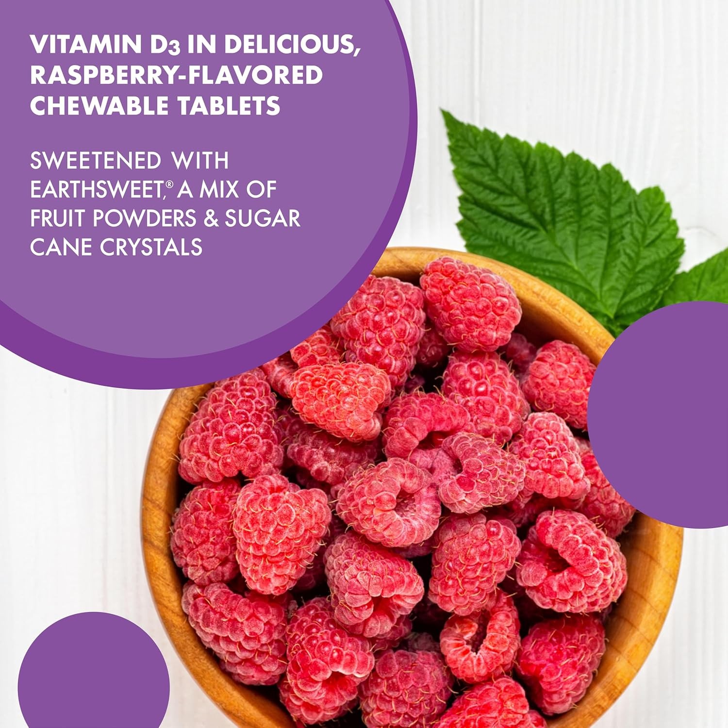 Bluebonnet Earthsweet Chewables Vitamin D3 125 Mcg 5000 IU Raspberry 90 Tablets