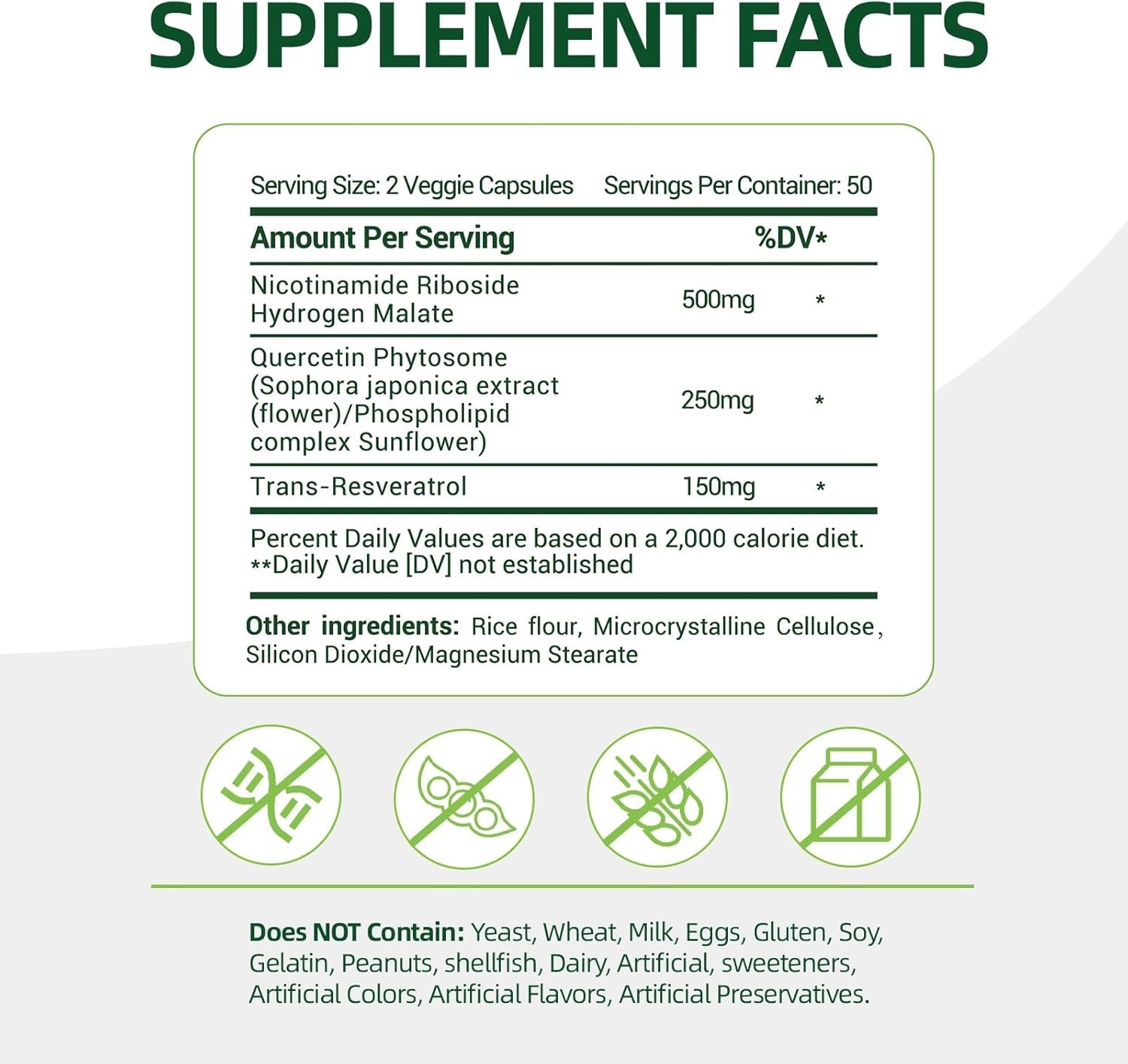 NAD+ Supplement for Anti Aging, Energy, Focus Nicotinamide Riboside Resveratrol