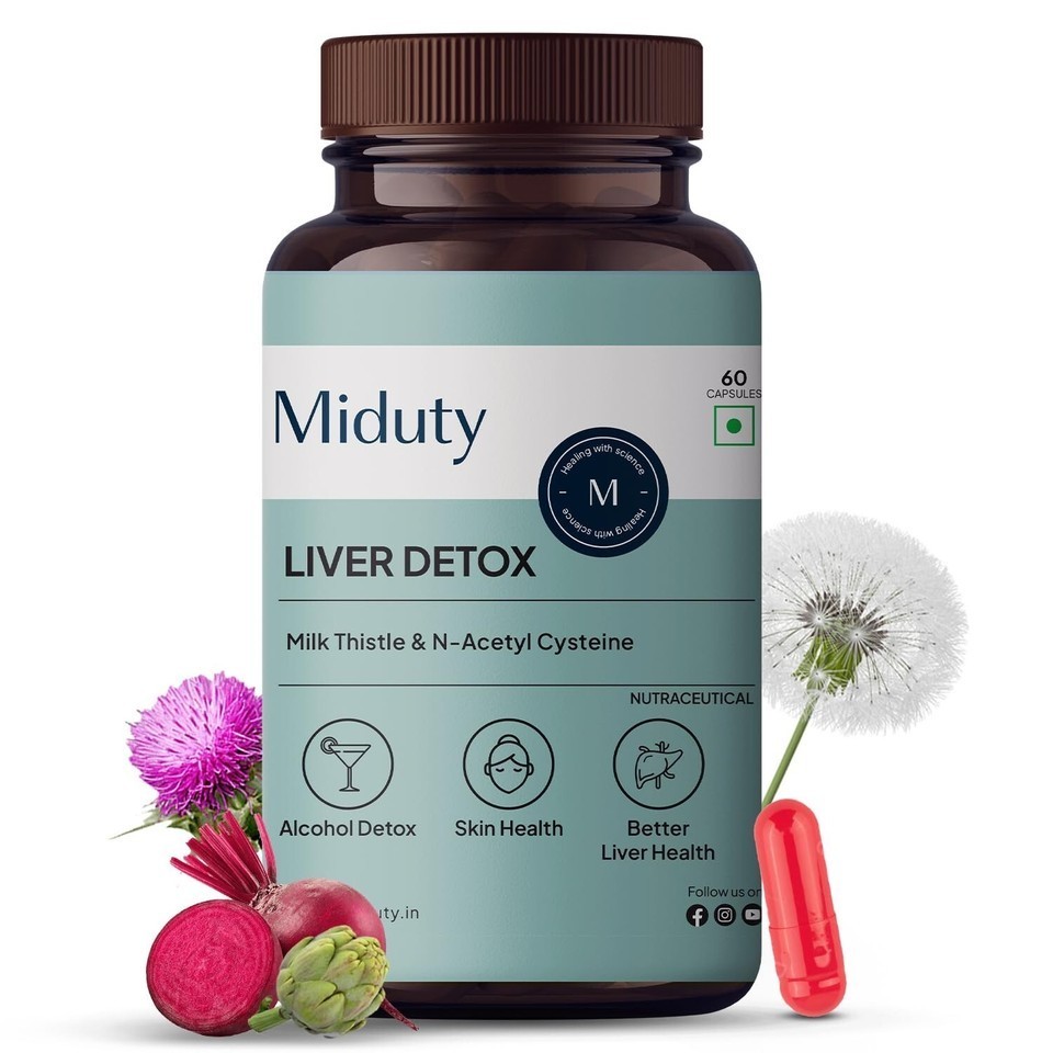 Miduty Palak Notes Liver Detox Supplement Milk Thistle Natural Body Detox 60Cap