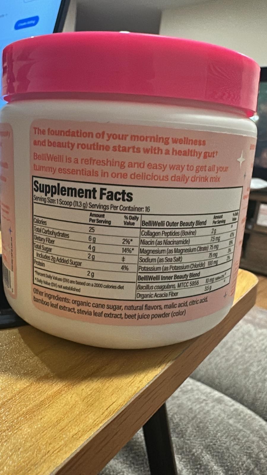 BelliWelli Fiber Supplement- Collagen, Probiotics and Electrolytes, Exp 10/2026