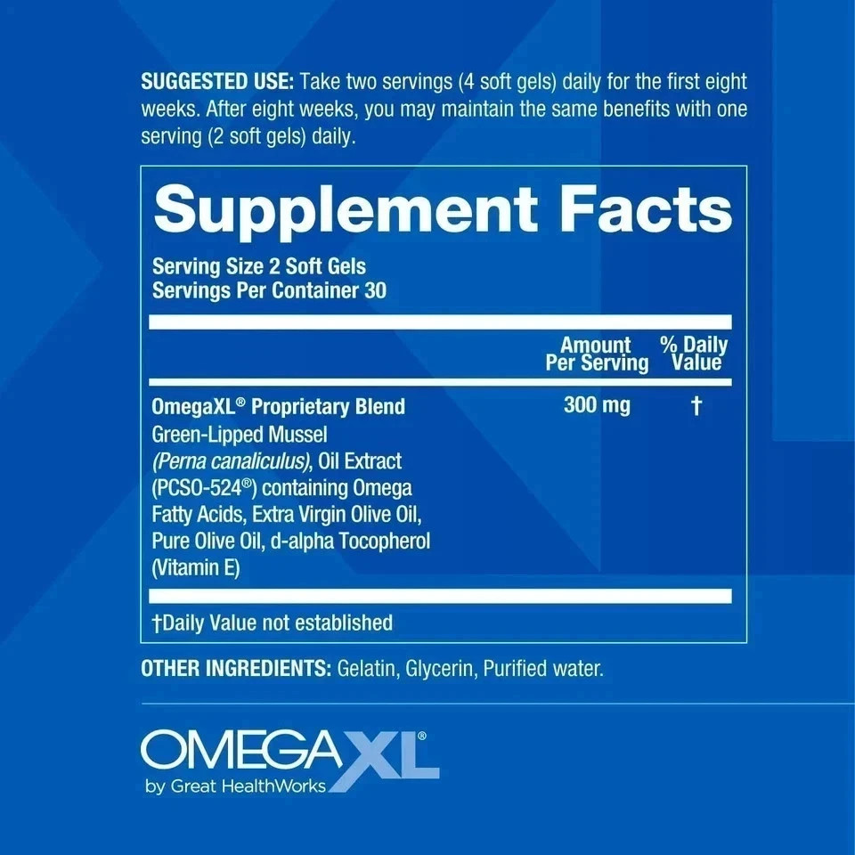 LOT of 2 Omga- xl 60ct (120) Joint And Muscle Support (Shop Now –Ends Tonight)