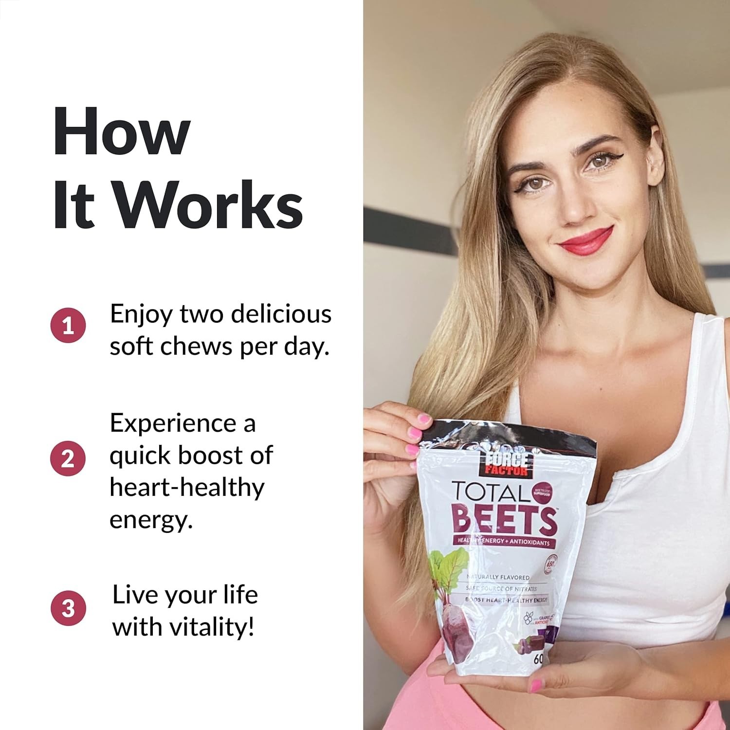 3XForce Factor Total Beet Pressure Blood Support, Beets Root Supplement Soft Che