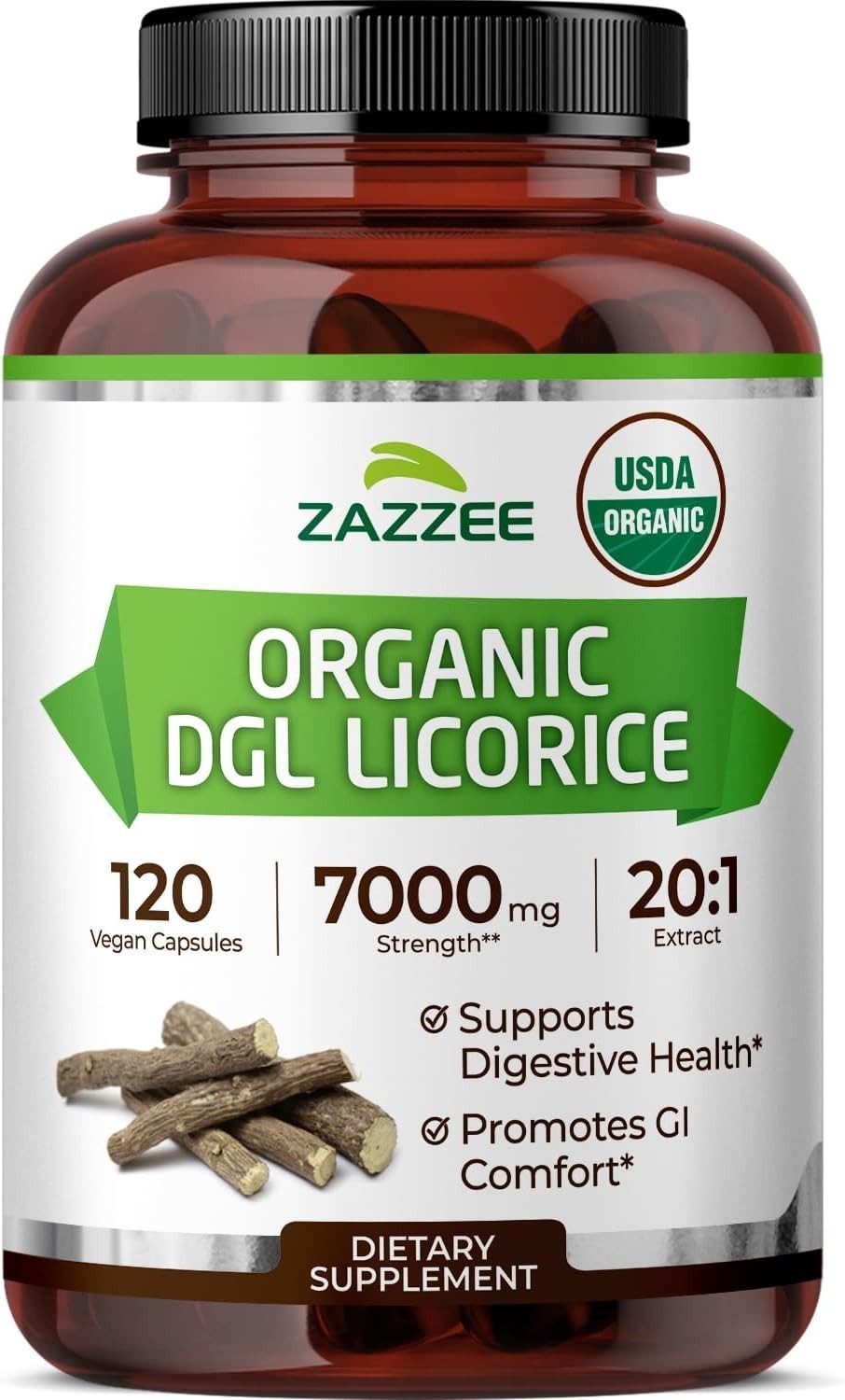 USDA Organic DGL Licorice 20:1 Extract, 120 Capsules, 4 Supply, Deglycyrrhi…