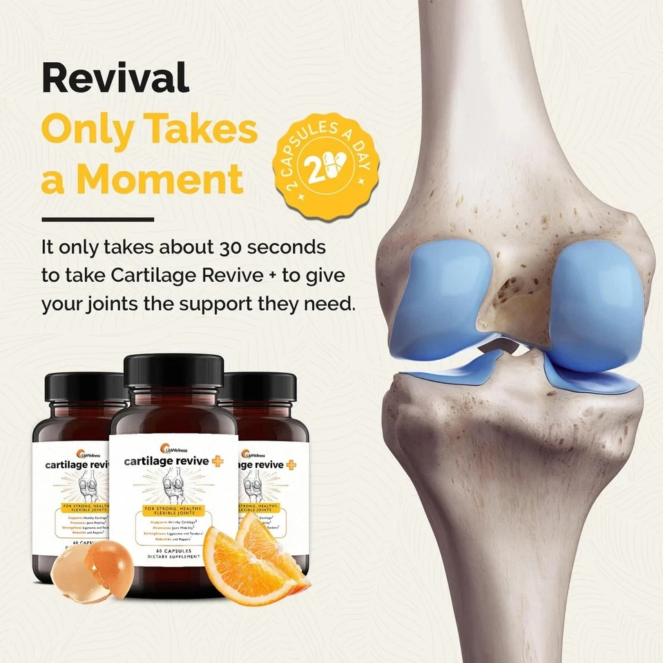 (3Pack) UpWellness Cartilage Revive + Joint Support Supplement for Men and Women