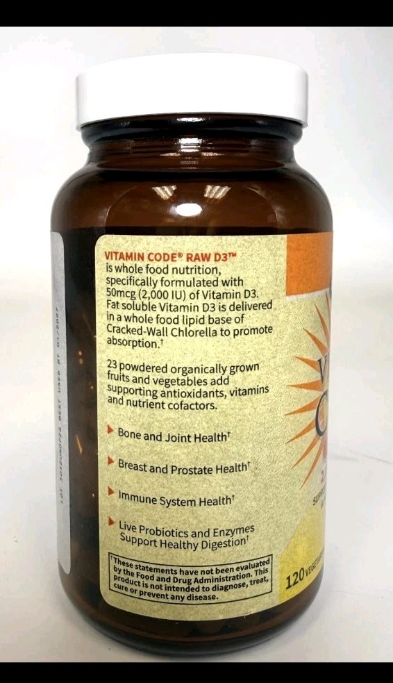 Garden of Life Vitamin Code Raw D3 5000 IU 125mcg 120 Capsules EX6/2026*