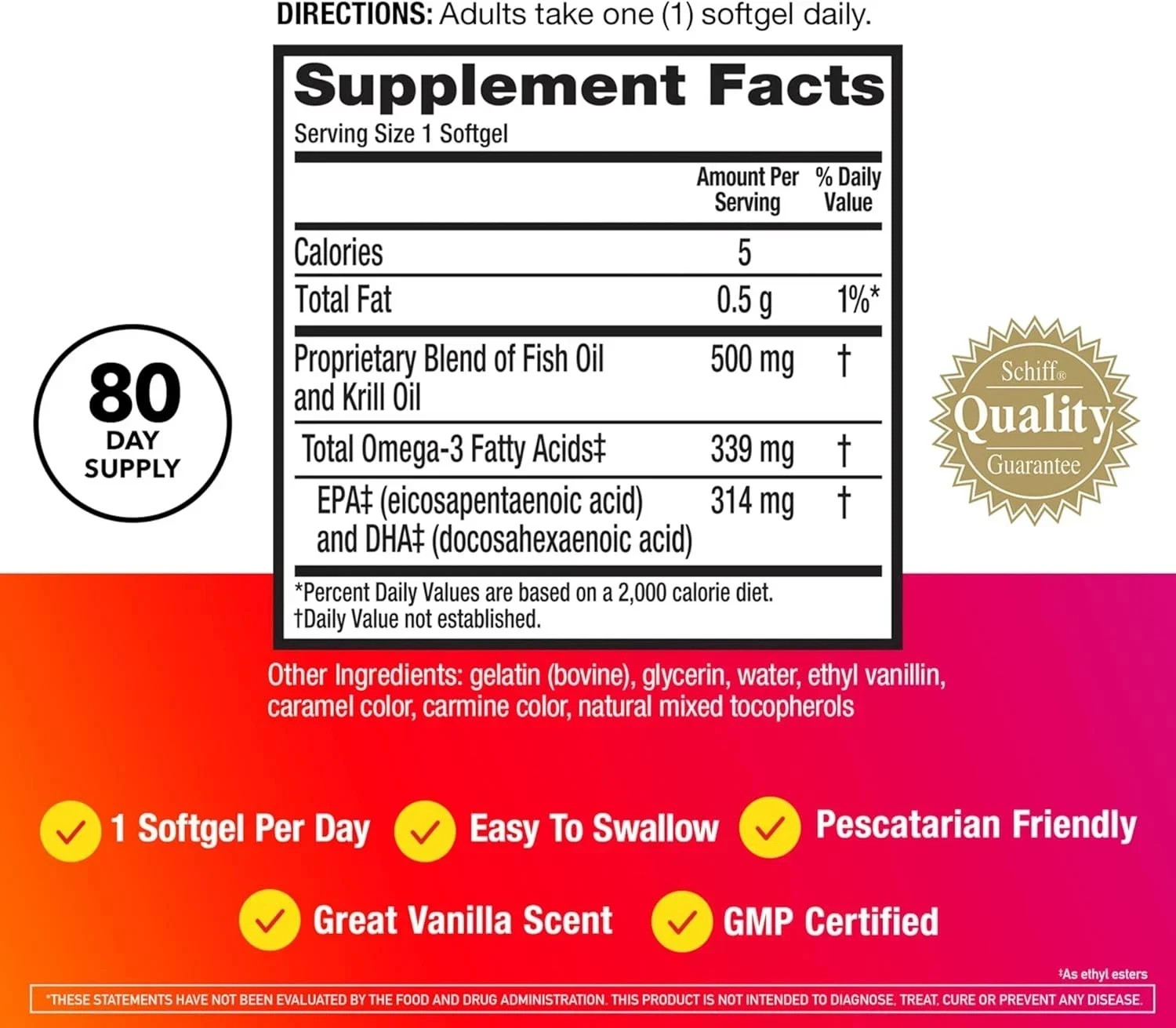 pack of 4 MegaRed Advanced Omega-3 500mg – 80 Softgels – Heart & Joint Support