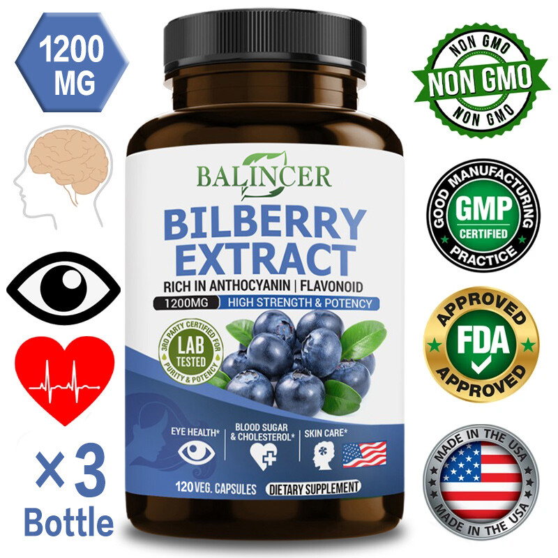 Bilberry Extract 1200mg 30 To 120 Capsules Eye Vision Health HEALTHY BLOOD SUGAR