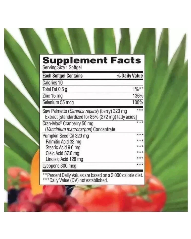 Trunature PROSTATE PLUS HEALTH COMPLEX 250 Softgels with Saw Palmento – Fresh!