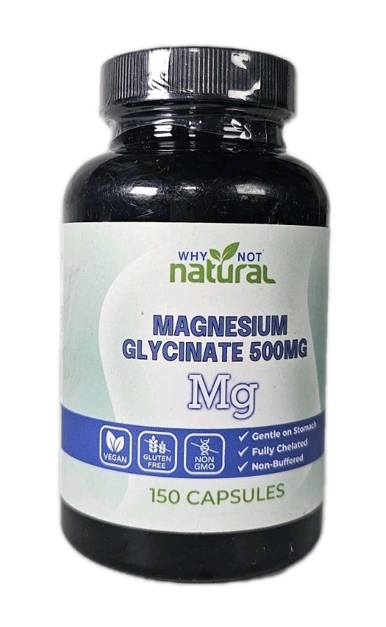 Magnesium Glycinate 500 Mg Capsules Supplement – Vegan – Exp:02/2029