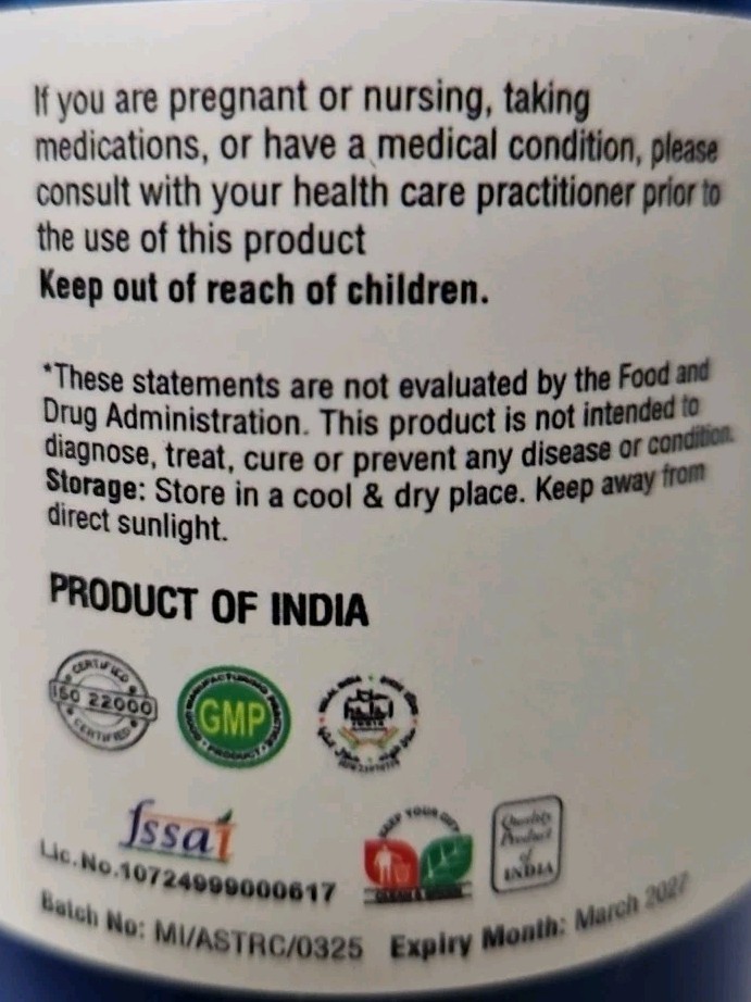 Ashwagandha 120 Capsules Enriched W/other Herbs MiNature Vegetarian Exp 3/2027