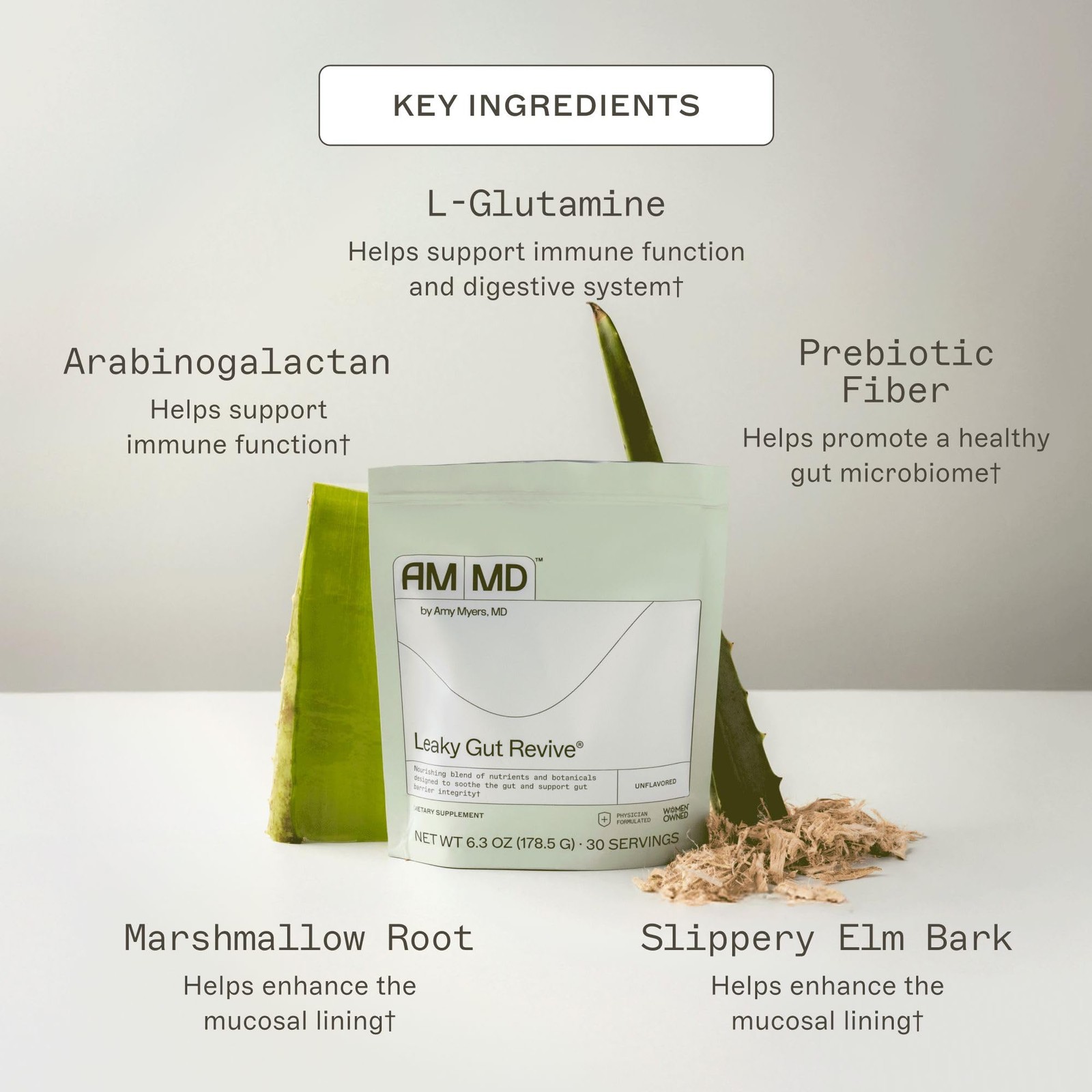 Dr. Amy Myers Leaky Gut Revive Powder for Leaky Gut Repair – L Glutamine Powder