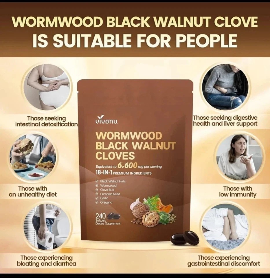 Vivonu Wormwood Black Walnut Cloves 480 Softgels FAST SHIPPING