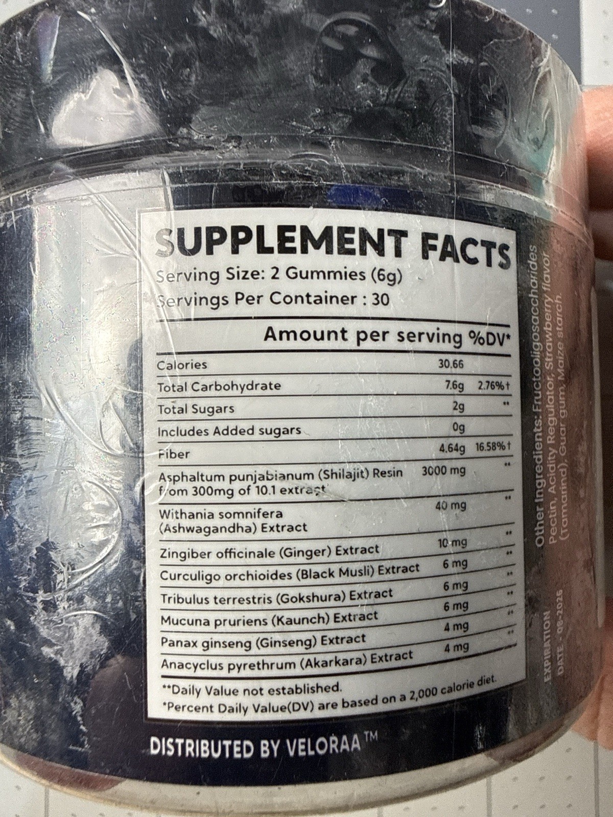 Veloraa Shilajit Gummies 60ct Super Blend Ashwagandha Musli Ginseng Energy Boost