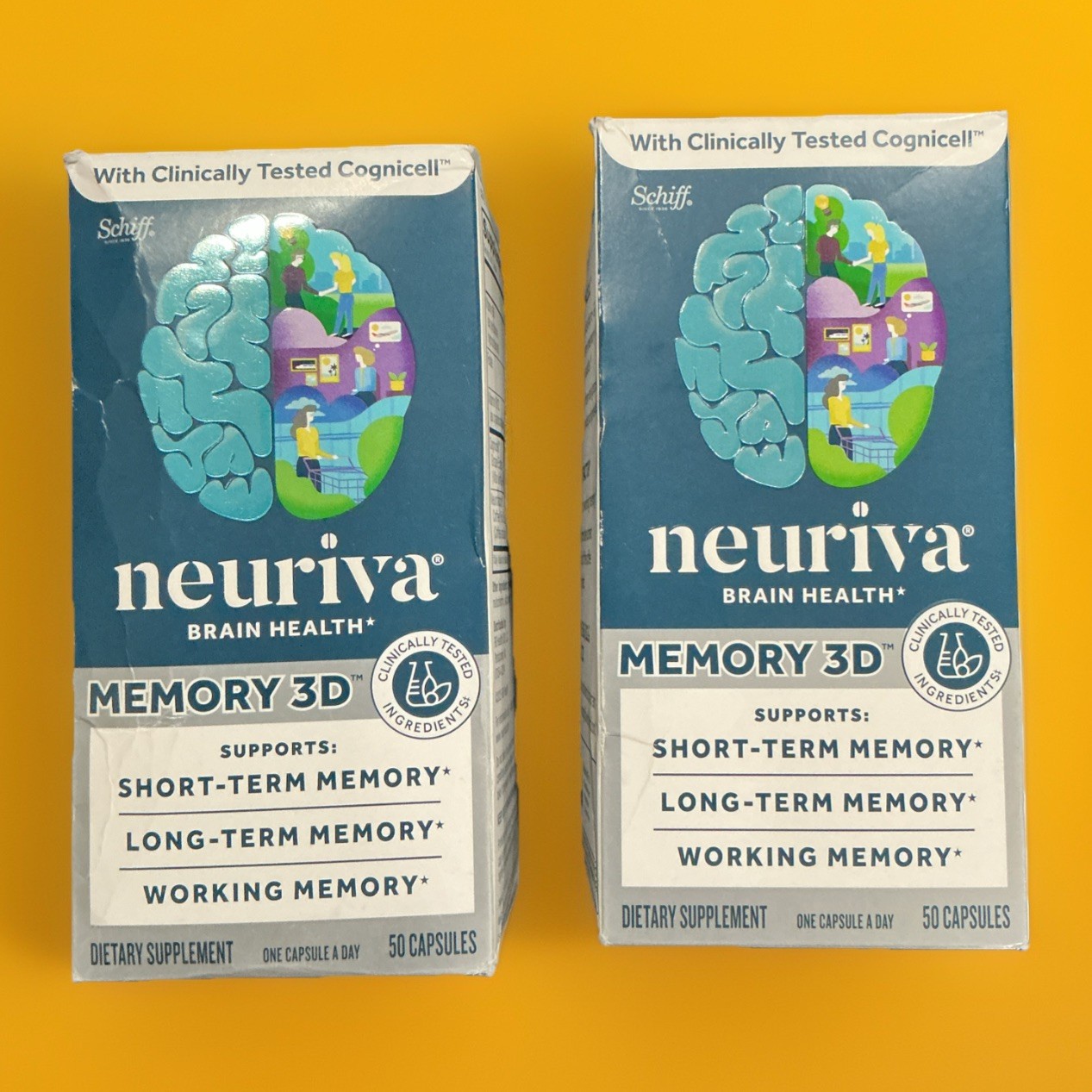 2 NEW SCHIFF NEURIVA MEMORY 3D BRAIN HEALTH 50 CAPSULES 2027