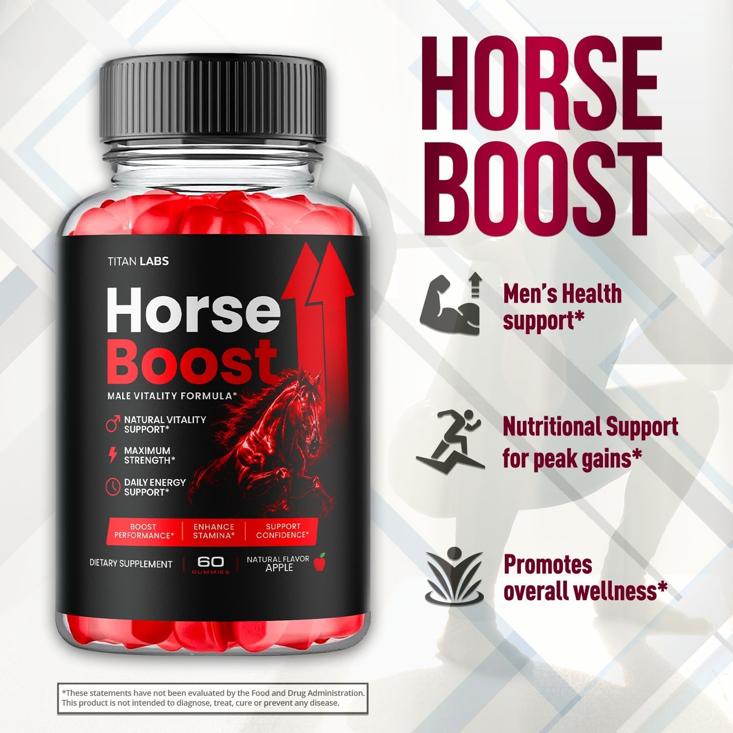 (3 Pack) Horse Boost ACV Gums Male Health Support Formula HorseBoost 180 Gummies