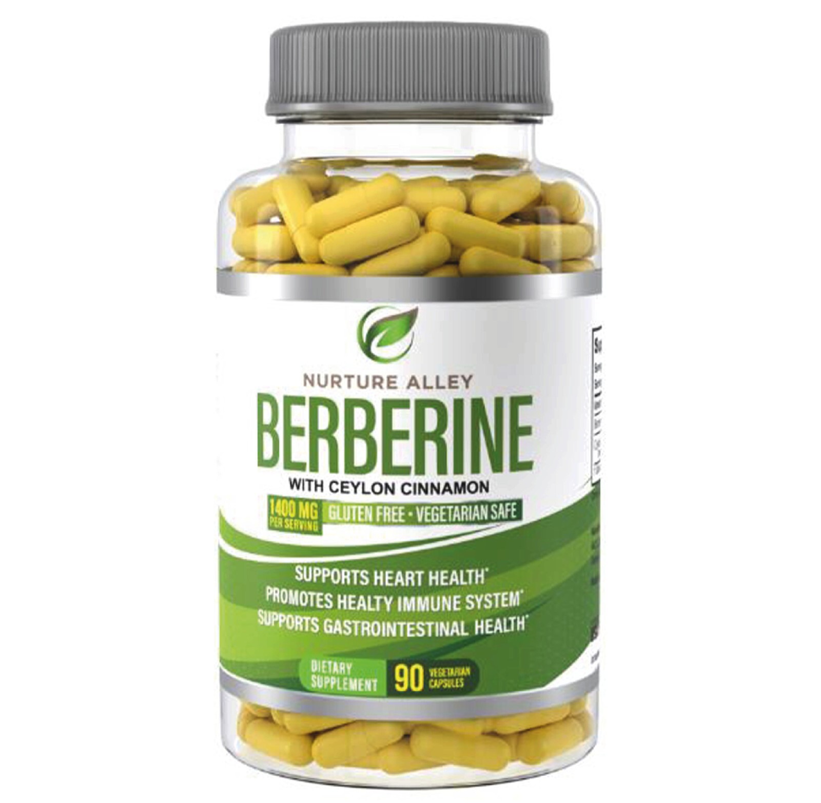 Nurture Alley Premium Berberine HCL 1400mg Plus Organic Ceylon Cinnamon 90 Caps