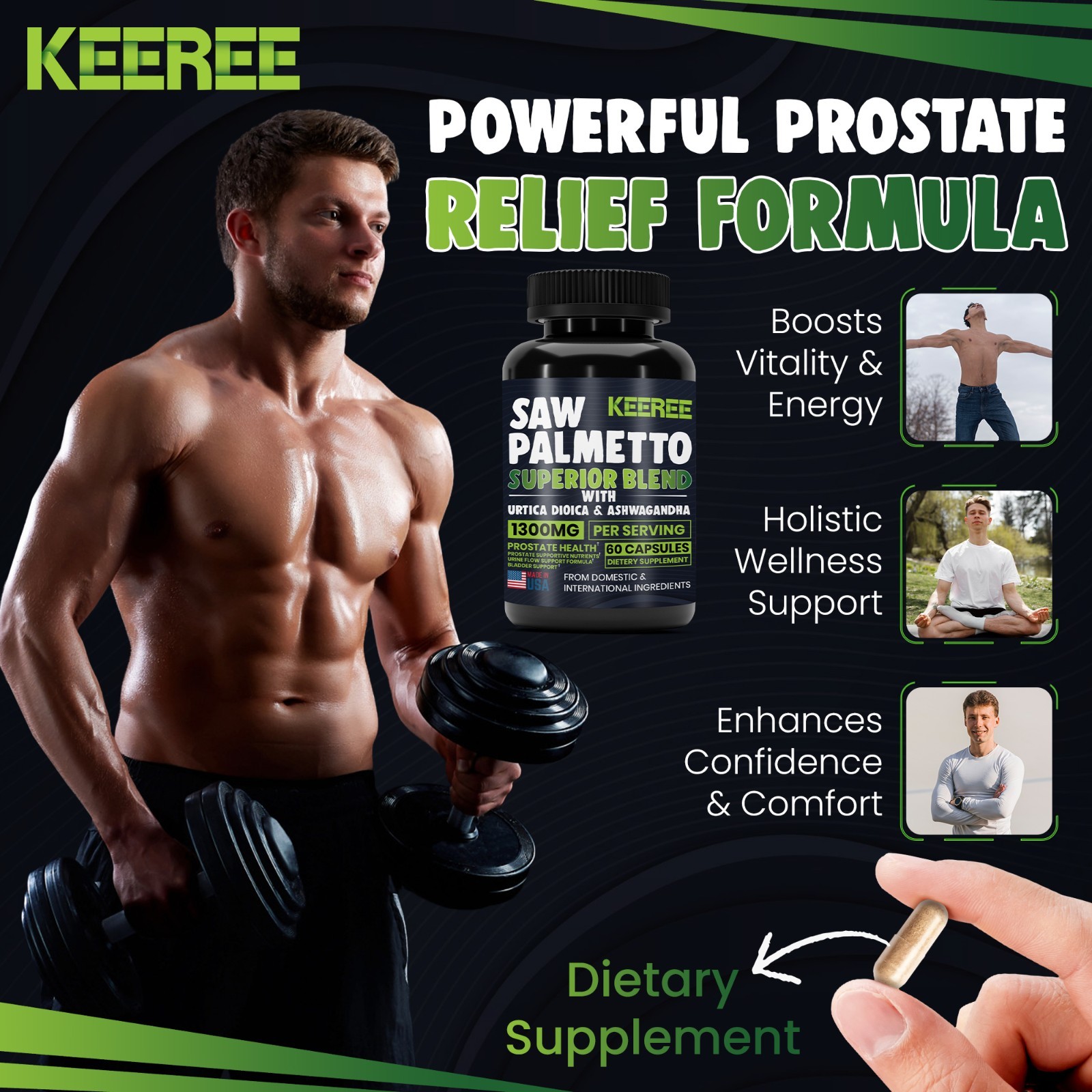 Saw Palmetto Extract 1300mg 60 Caps | Prostate Support | Urinary Health