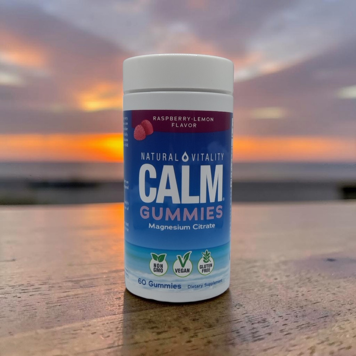 Natural Vitality Calm Gummies Magnesium Supplement Raspberry-Lemon 60ct E: 04/27