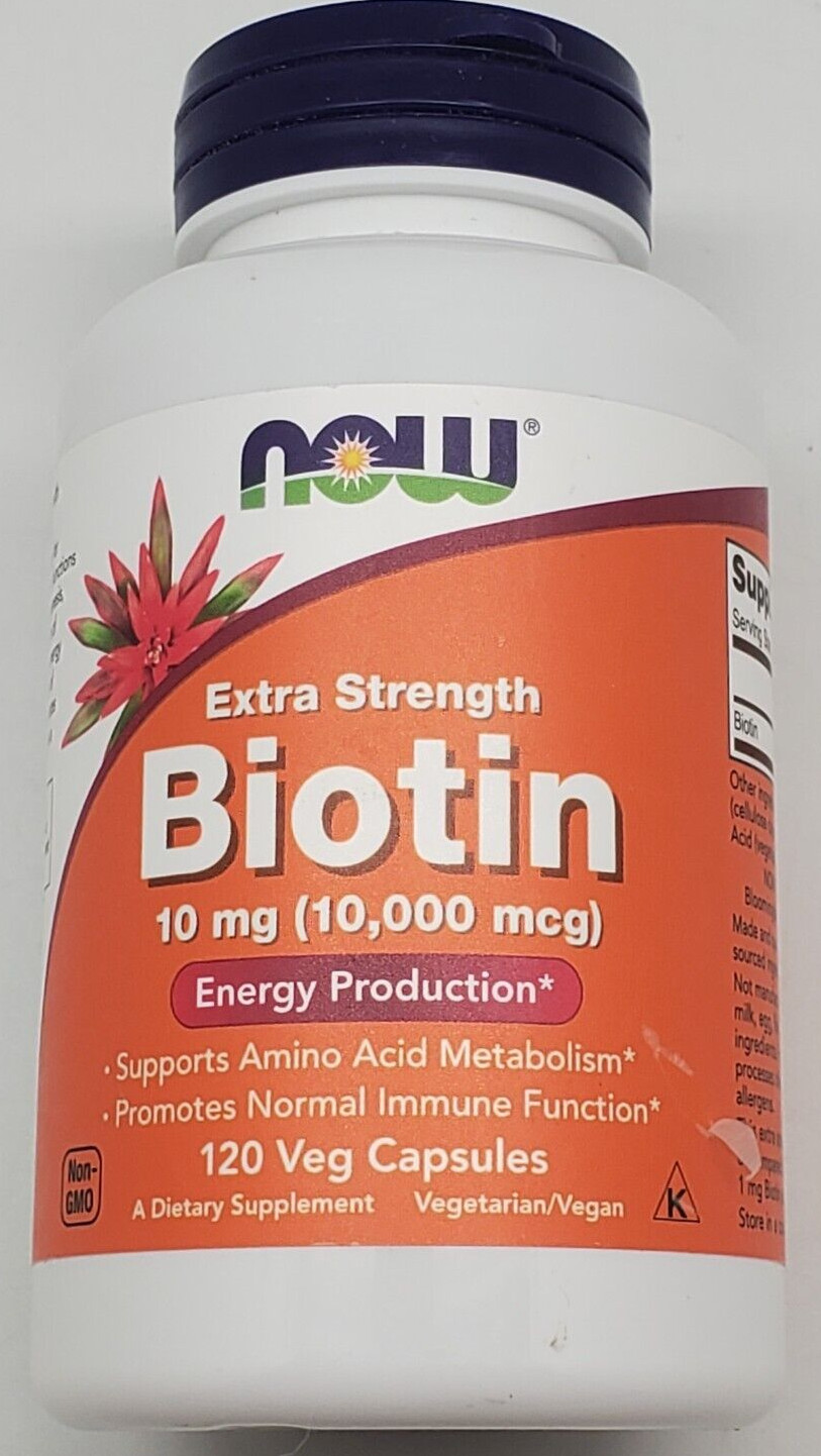 Extra Strength Biotin 10mg (10,000mcg) Expires 07/2025 120 Vegan Capsules