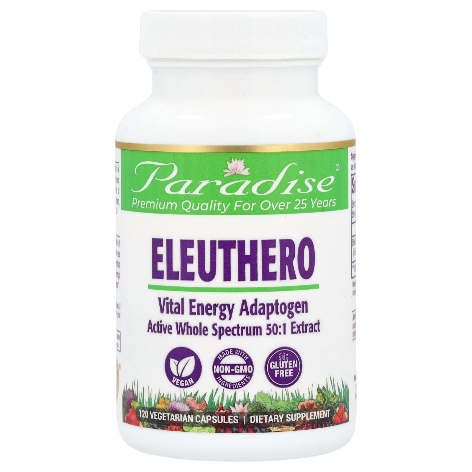 Paradise Herbs Siberian Eleuthero Root 120 Veggie Caps Vegetarian