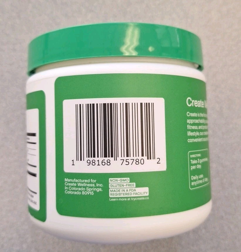 Sour Green Apple Creatine Monohydrate Gummies 45 Count Daily Expires 7/2027
