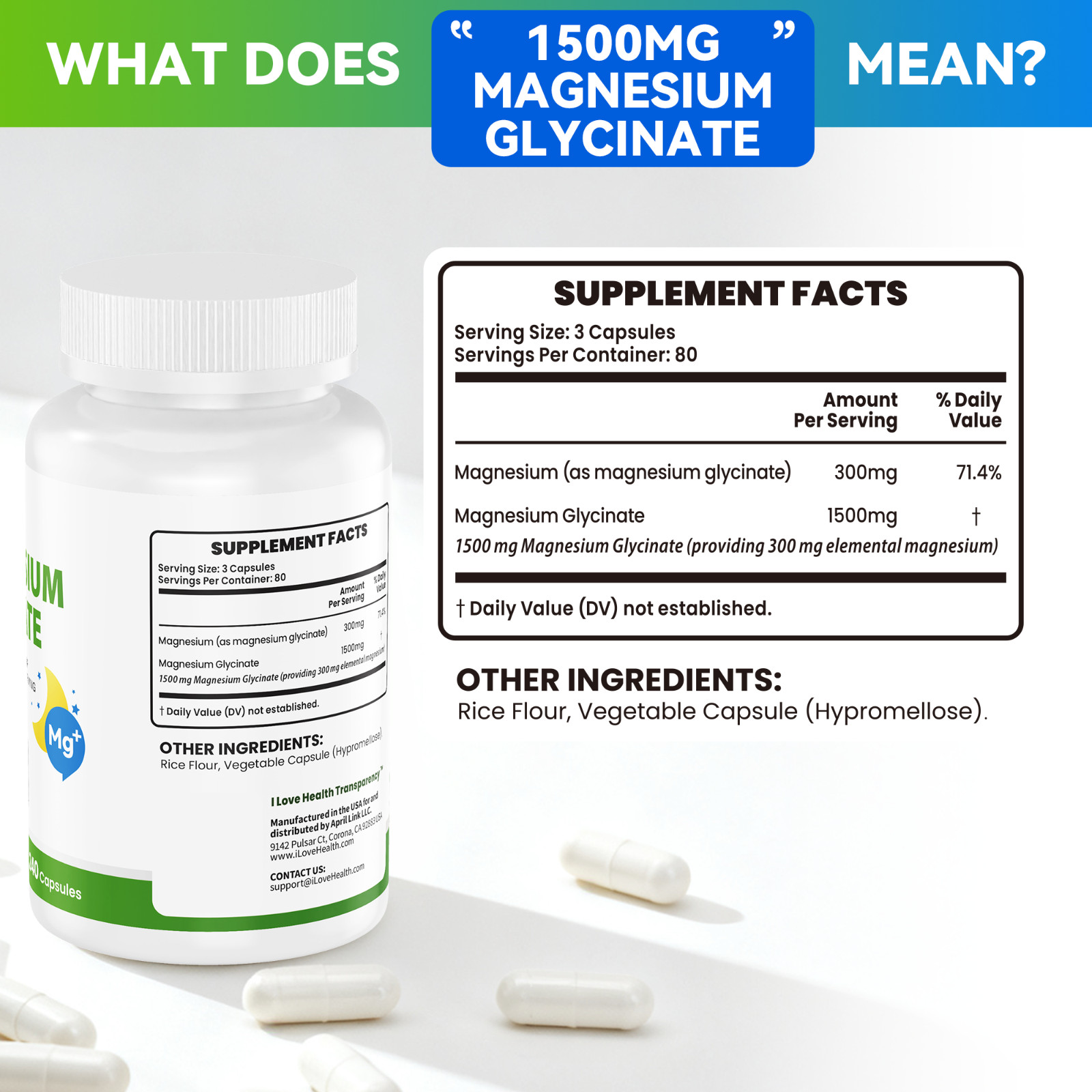 Magnesium Glycinate 1500mg High Absorption Magnesium Supplement, Supports Muscle