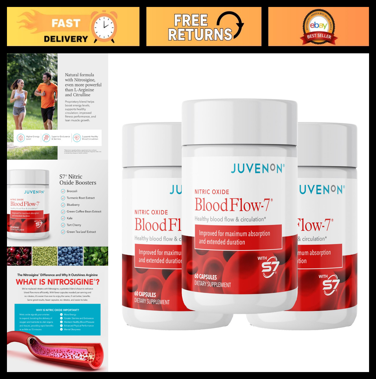 Natural Nitric Oxide Booster for Men & Women – Blood Flow & Circulation Support