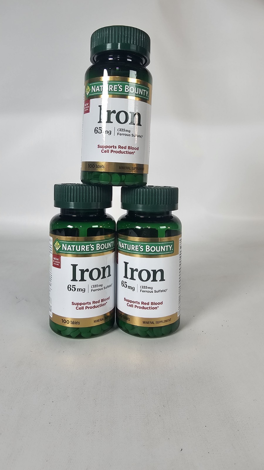 3 Pack Iron 65 Mg 100 Tablets Each Exp: 02/2029