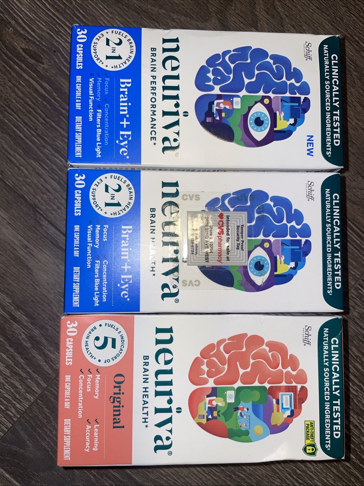 Neuriva Lot Of 3 Brain and Vision Supplement Tablet – 90 Capsules Ex08/27