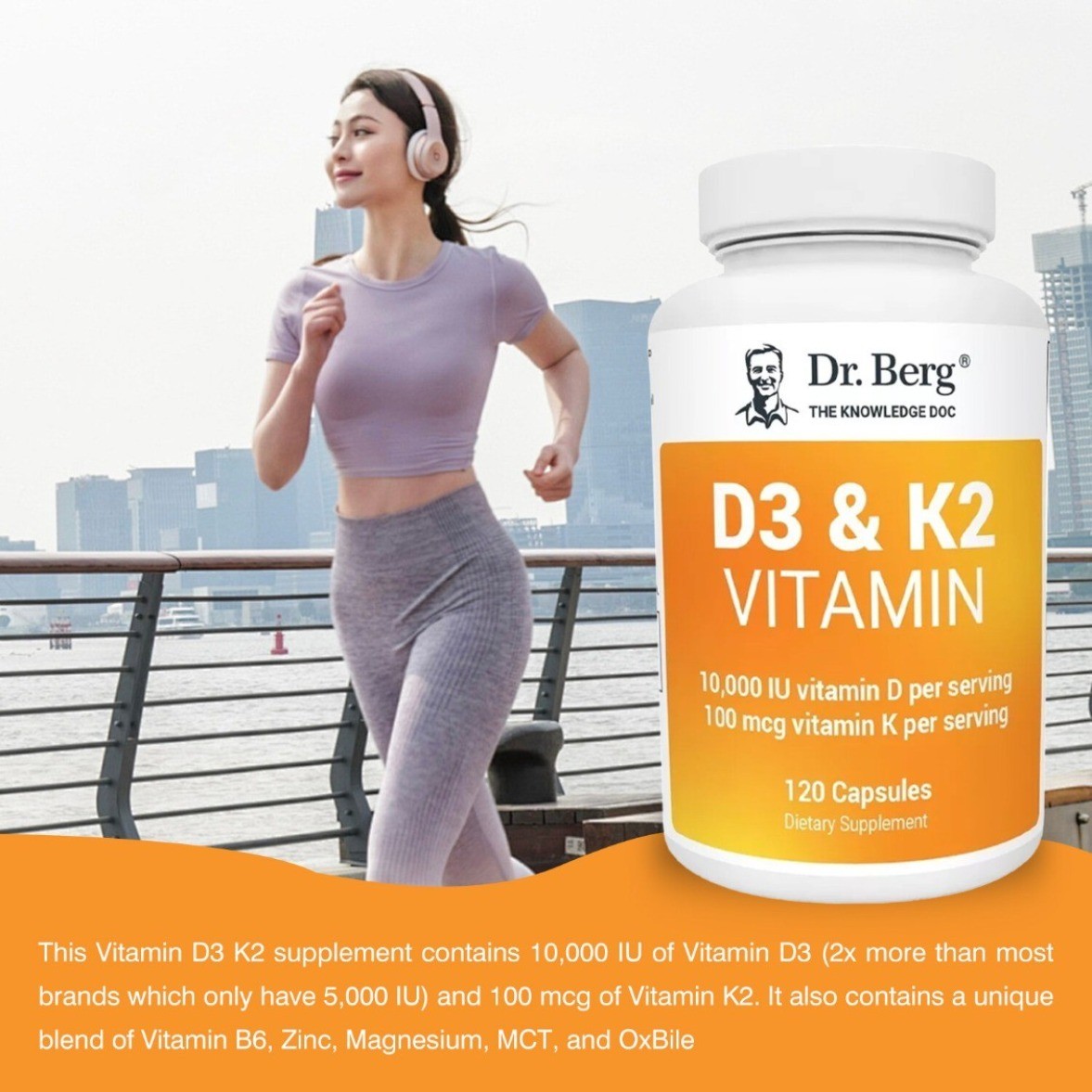 Dr. Berg Vitamin D3 & K2 Magnesium Zinc MCT Oil Bone Health Muscle Support new