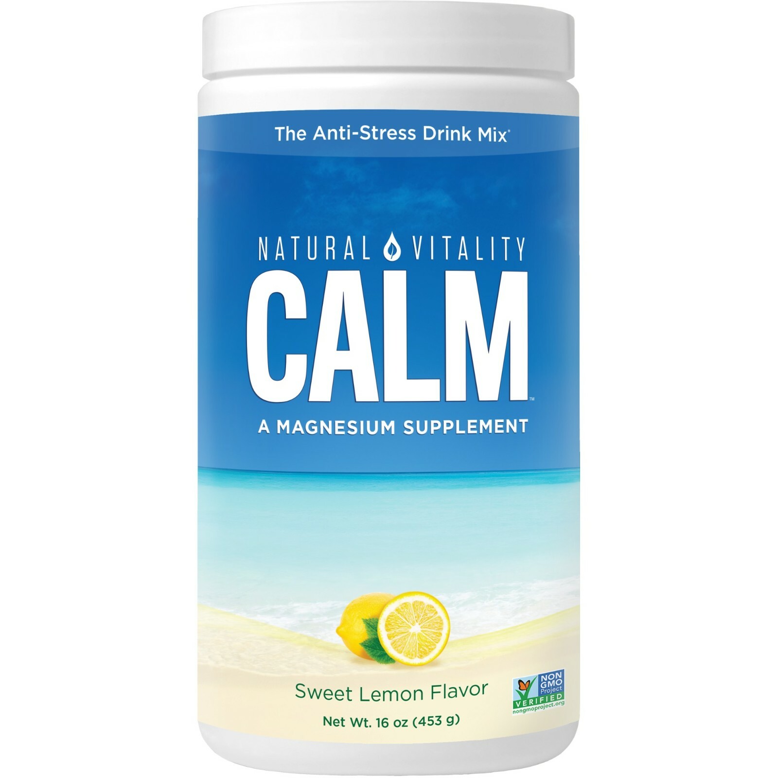 Natural Vitality Calm Anti-Stress Drink Mix, Magnesium Supplement, Lemon 16 Oz..