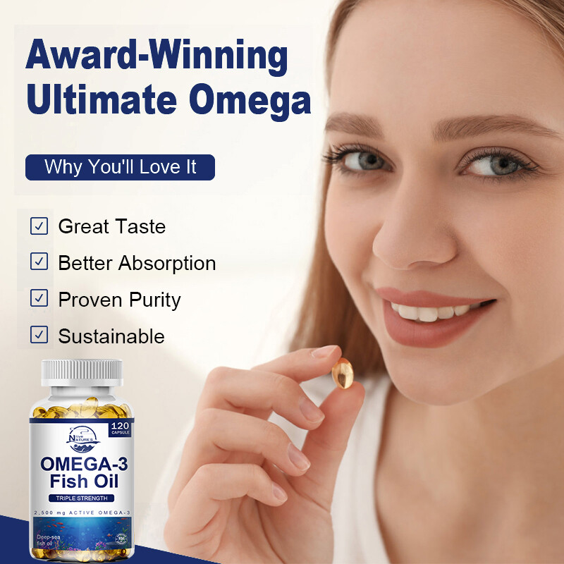 Omega 3 Fish Oil Capsules 3x Strength 2500mg EPA & DHA, Highest Potency 360PCS