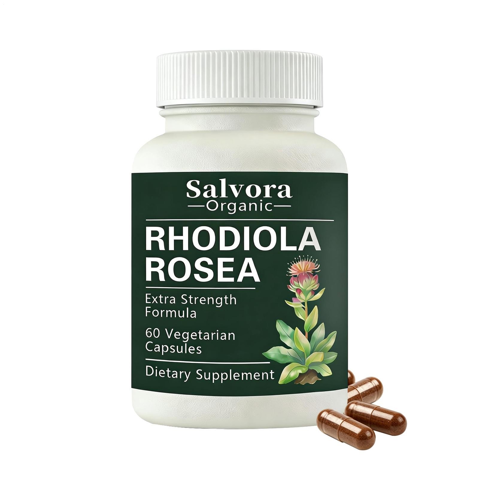 Salvora Organic Rhodiola Rosea 60 Capsules Nutrition Health Supplement Capsules