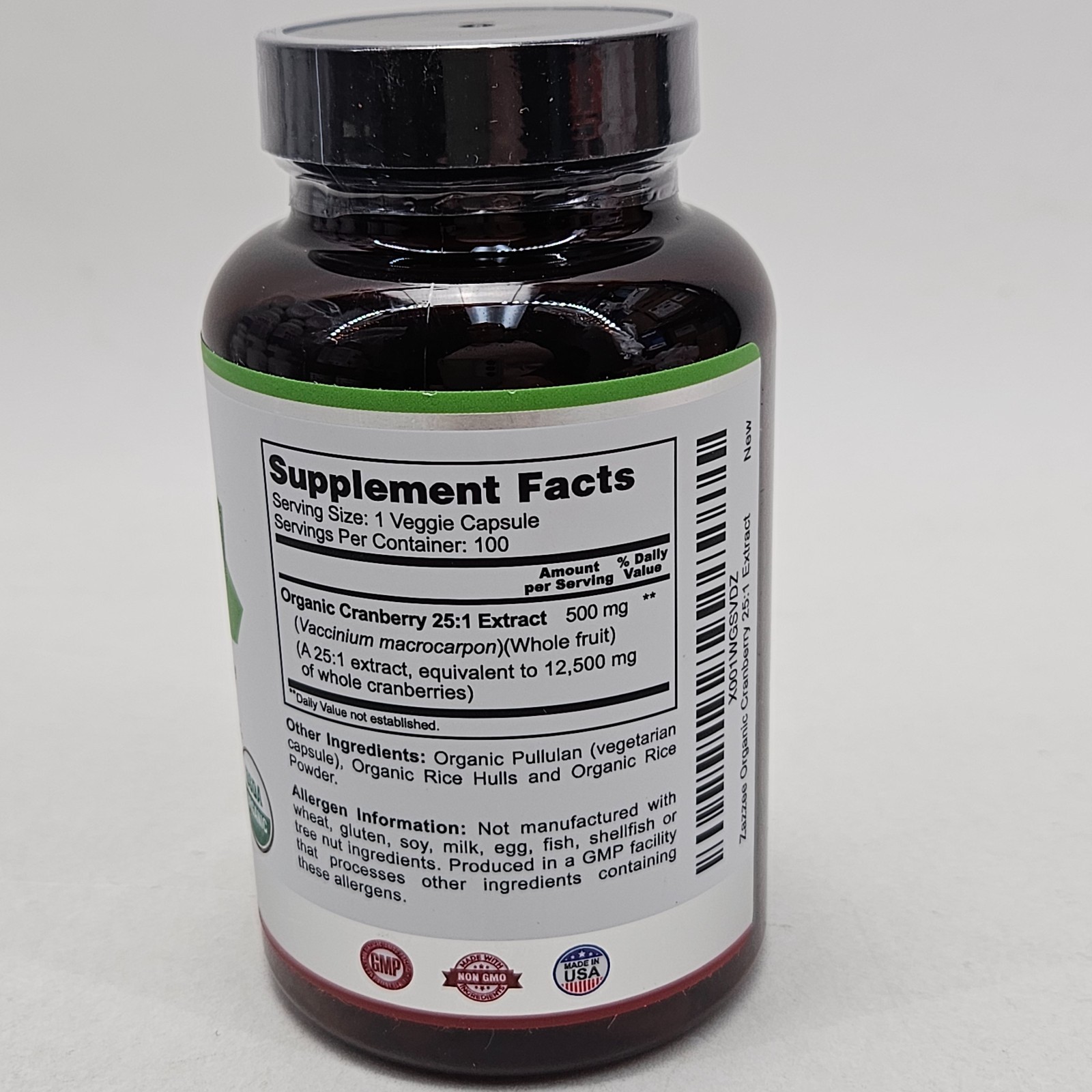 Cranberry Extract USDA Organic 12,500 mg Strength 100 Veggie Caps 25:1 Zazzee