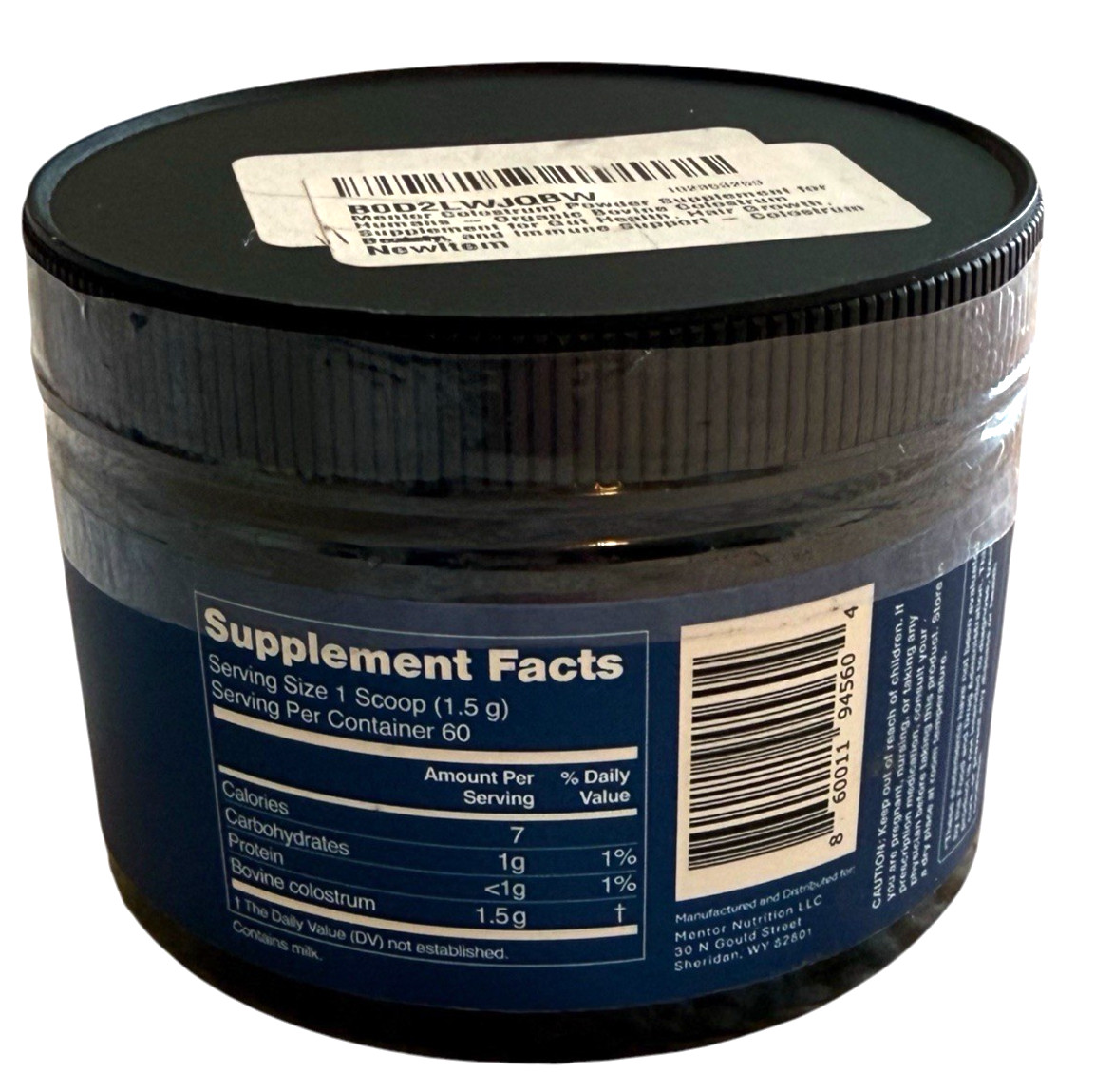 Mentor Powder – 3.17 oz – Unflavored Bovine Colostrum & Protein – Ex: 4/28