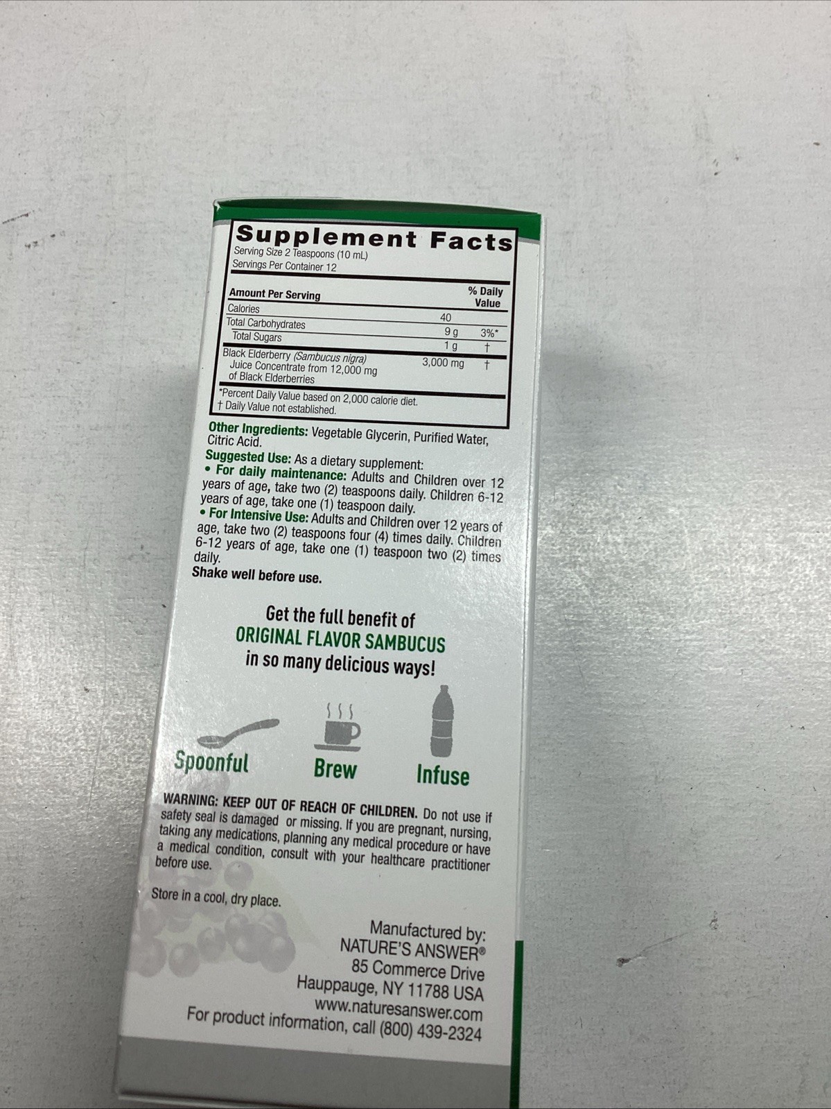Lot of 2 Nature’s Answer Sambucus Black Elderberry Supplement 4oz Exp 01/28