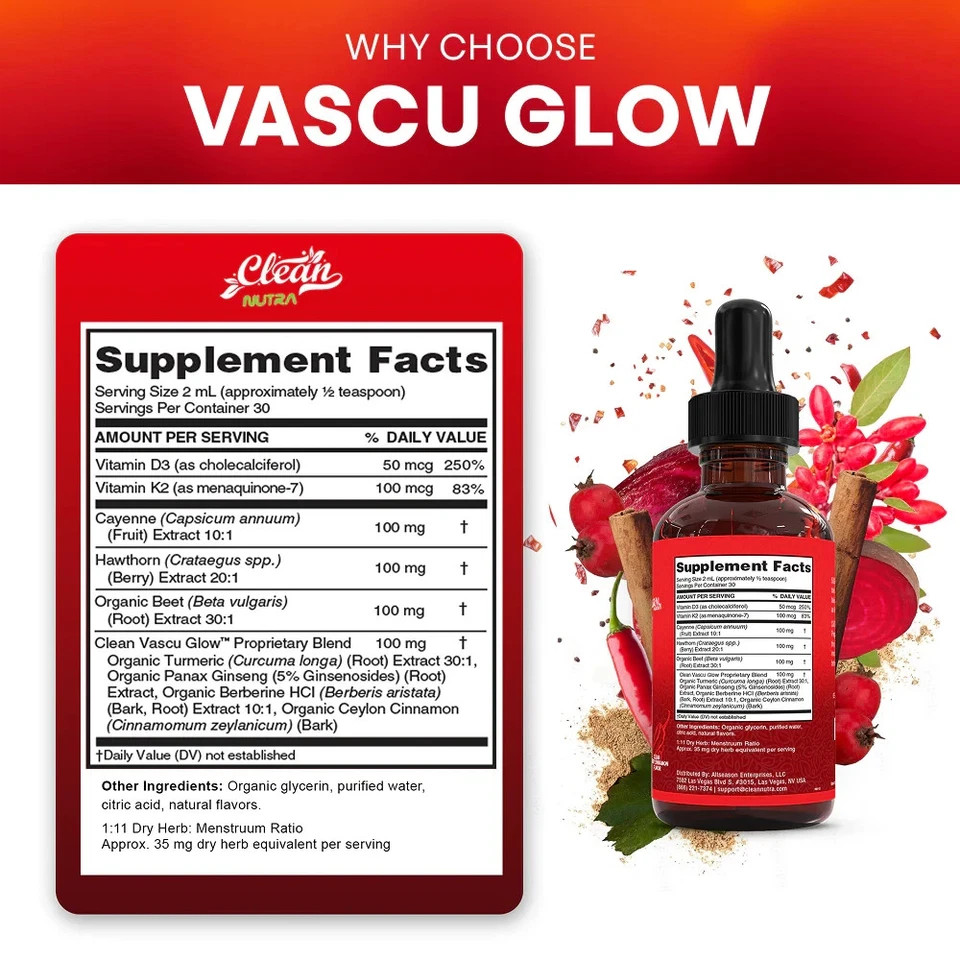 Cayenne Pepper Hawthorn Beet Root Turmeric Vitamin K2+D3 Liquid Drops 60ML